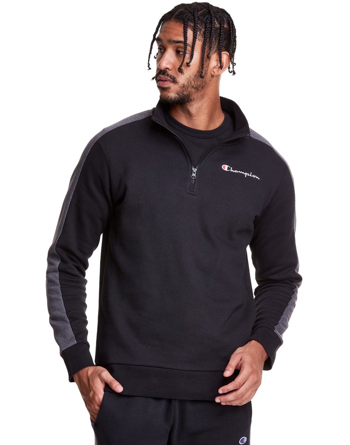 Sudadera Champion Hombre - Colorblock Stripe Fleece 1/4 Zip ( Negras ) 8409126-IN